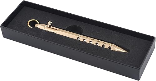 AOYEZIUS - Bolígrafo hexagonal de acción con perno con cajas de regalo, de latón macizo de seis bordes, para bolsillo de negocios, color natural