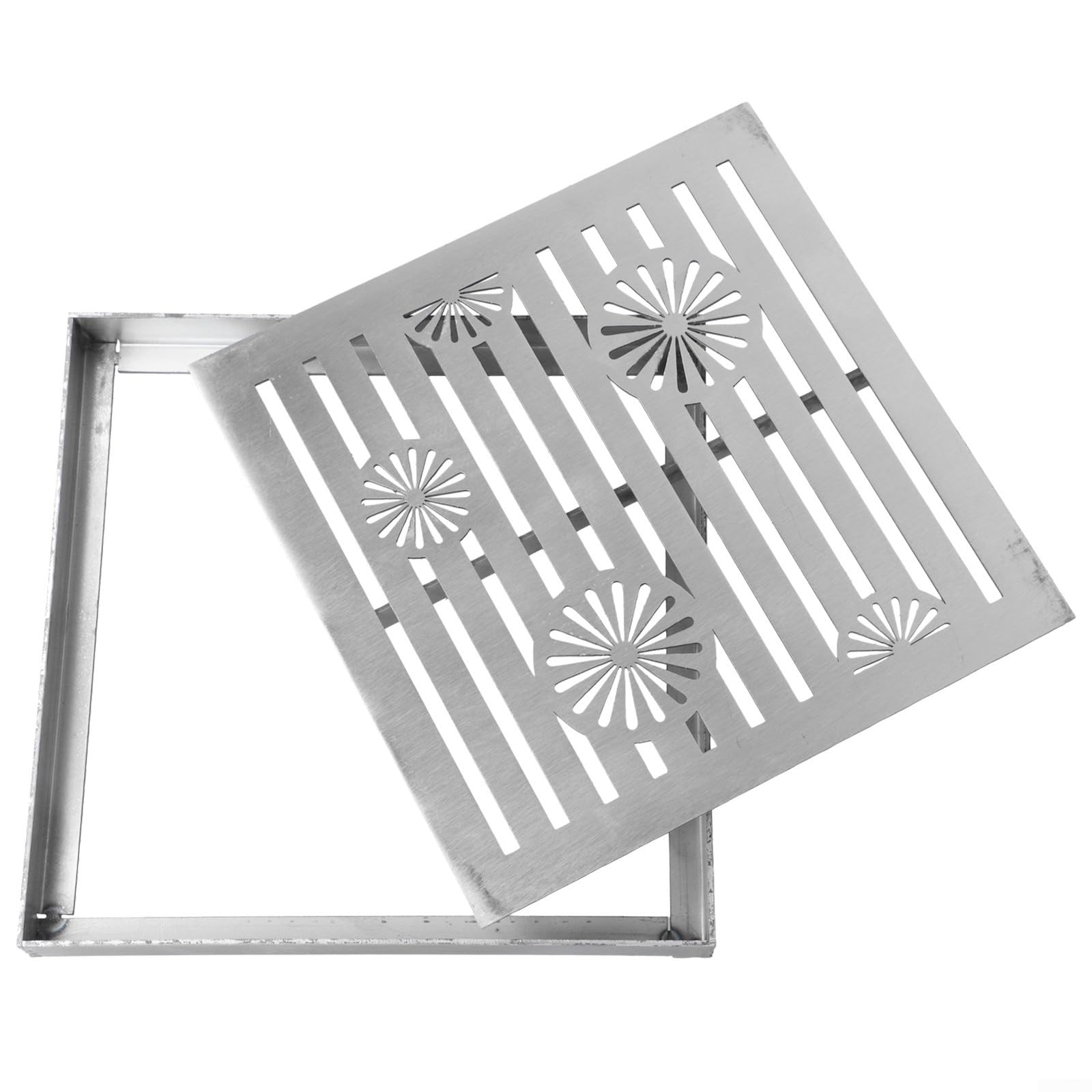 Eawfgtuw Grille de vidange en acier inoxydable pour extérieur, évacuation de l'eau de pluie, grille d'évacuation de jardin, évacuation de sol robuste pour allée, jardin, espace public (200 x 200 x 20