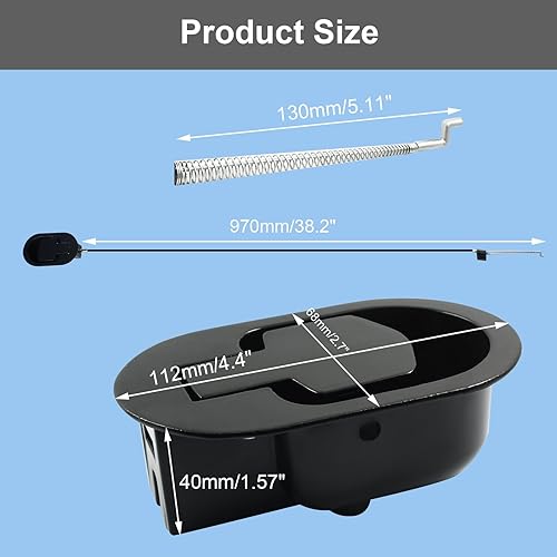 Miniatura 2 de Piezas de repuesto de metal para reclinables con cable, palanca de liberación reclinable resistente, color negro, piezas de repuesto compatibles con