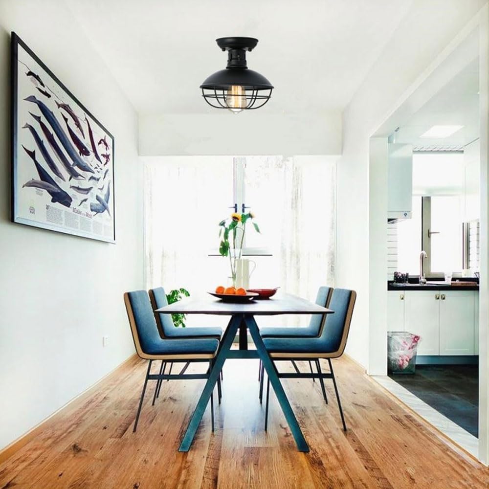 Industrial Style Metal Ceiling Lights, E27 Base Semi Flush Mount Ceiling Lamp, Creative Stairs Close To Ceiling Light Fixtures, Aisle Easy To Install Lighting, For Hallway, Living Room, Bedroo