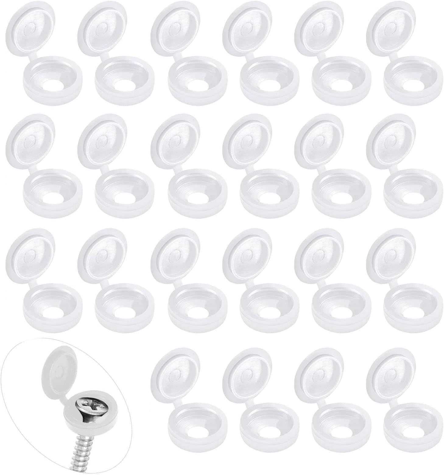 100 Pcs Screw Cover Caps, 0.34 Inch Plastic Hinged Screw Covers, Snap ...