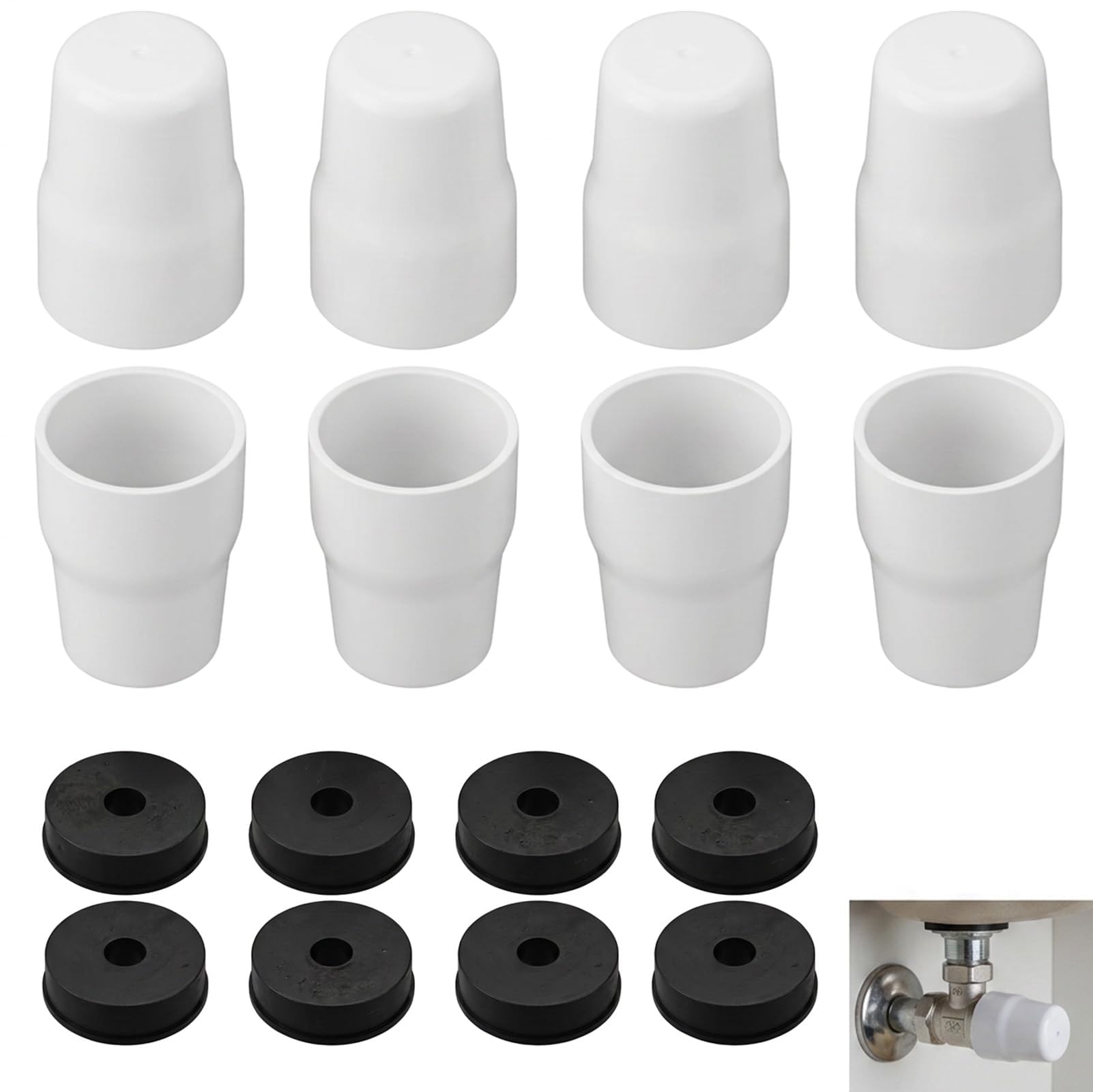8 Packs Radiator Valve Caps White Plastic Universal Replacement Radiator Blanking Cap Push-Fit Central Heating Cover Easy Install Safeguarding Pipe