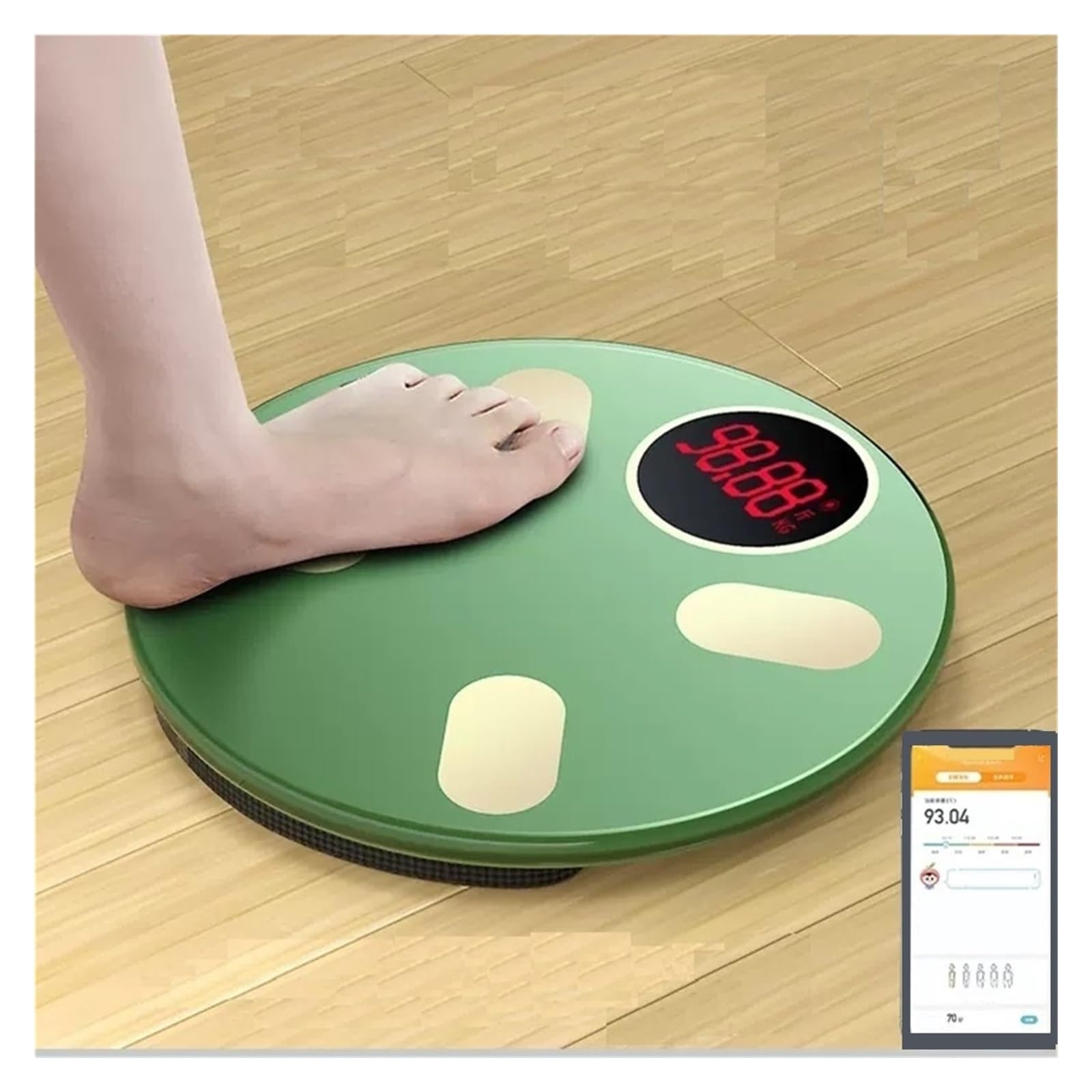 Báscula De Grasa Corporal Peso Baño Bluetooth Inteligente Monitoreo Salud Analizador Composición IMC Digital Inalámbrico Preciso FáCil De Leer(Green)