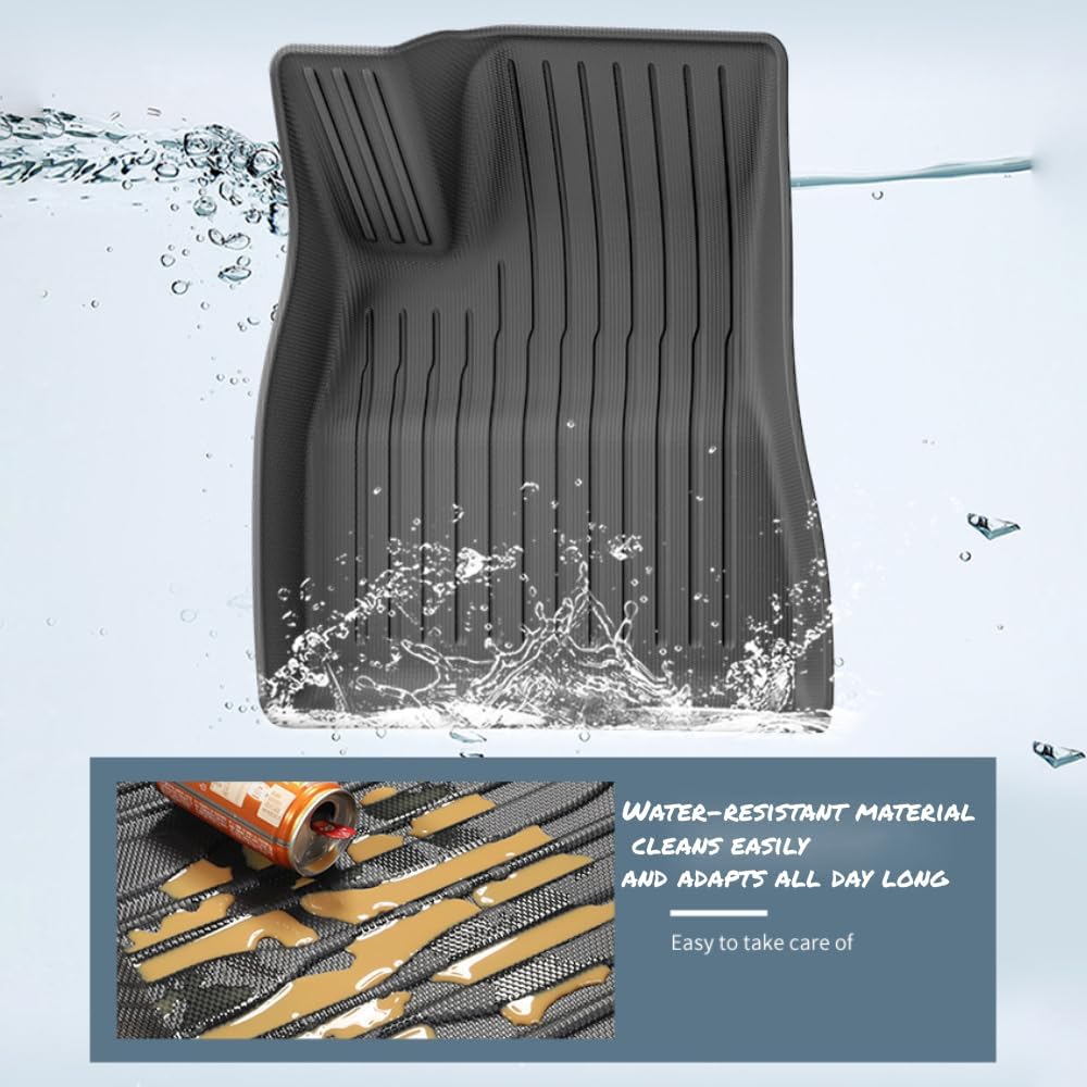 Floor Mats for Tesla Model 3 2024 2023 2022 2021,TPE All Weather Protection Floor Mats Set (6 Pieces),Custom Fit Cargo Liner Cargo Trunk Accessories,Heavy Duty Accessories,Black