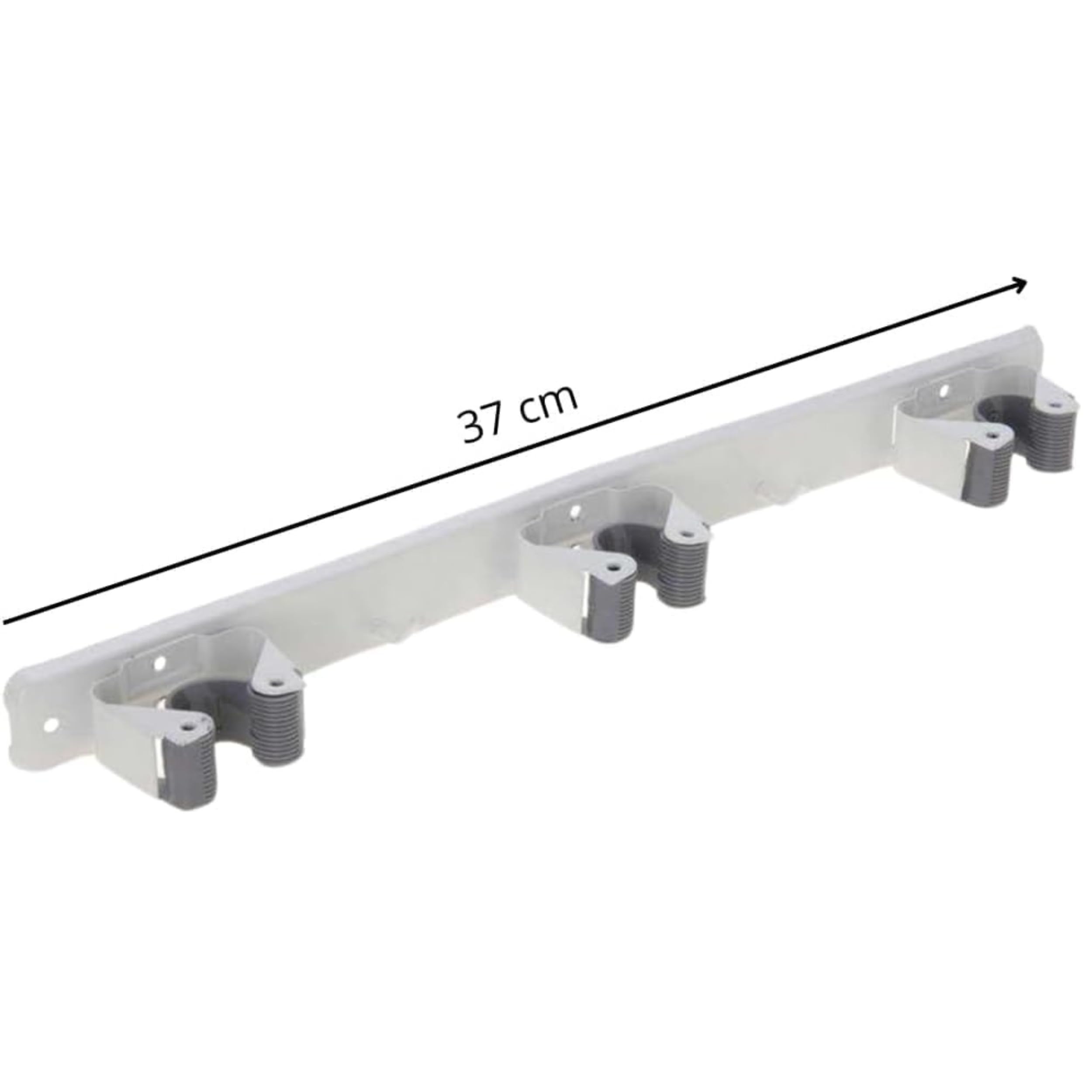 PARENCE.- Supporto da Parete a Triplo avvitamento per Scopa e Accessori - Gancio per Scopa 3 Supporti + 2 Ganci - 37cm