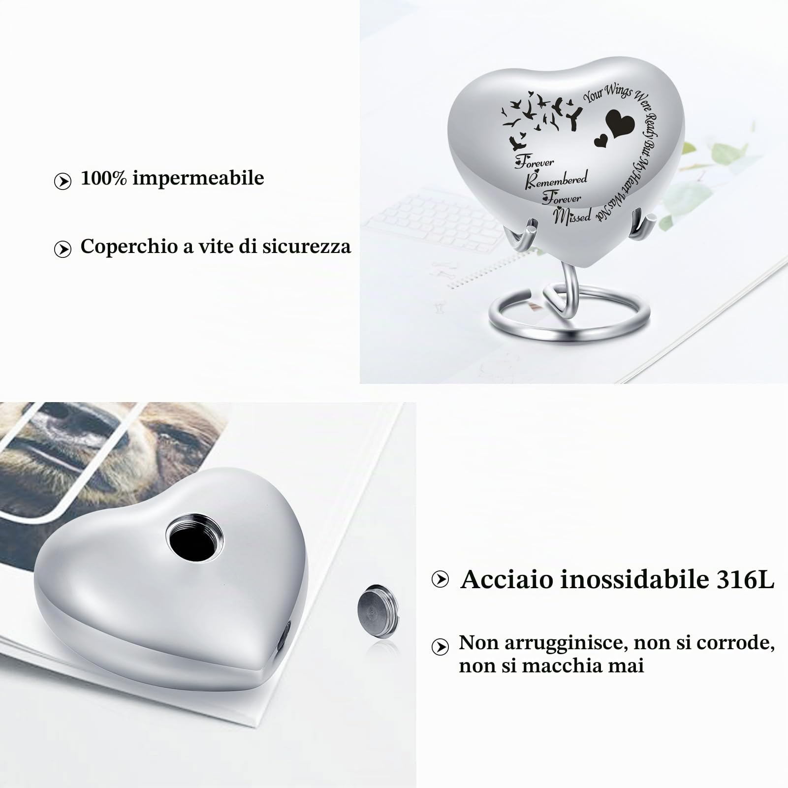 Urna per animali domestici - Contenitore per barattolo, monumento, souvenir per cani, gatto - Mini urna per cremazione di cenere