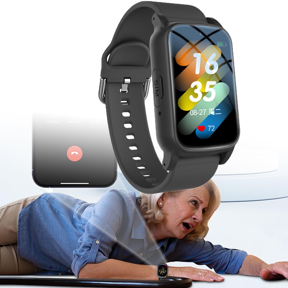 Reloj inteligente con detección de caídas y función de llamada SOS, dispositivo de alerta de caída para personas mayores, pulsera de posicionamiento antipérdida para demencia y Alzheimer