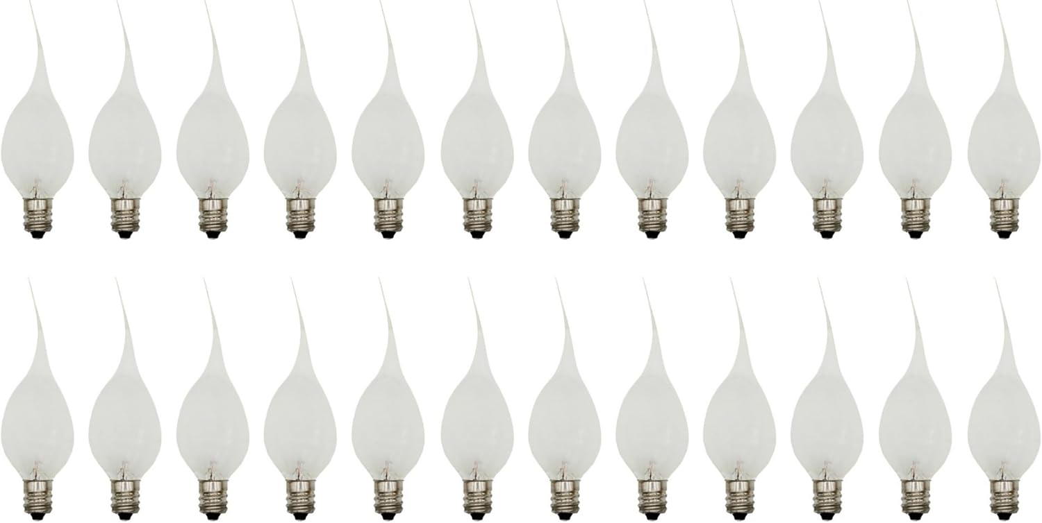 Creative Hobbies 5 Watt Silicone Dipped Country Candle Lamp Light Bulbs - Replacement Bulbs for Candles and Chandeliers - Box of 24