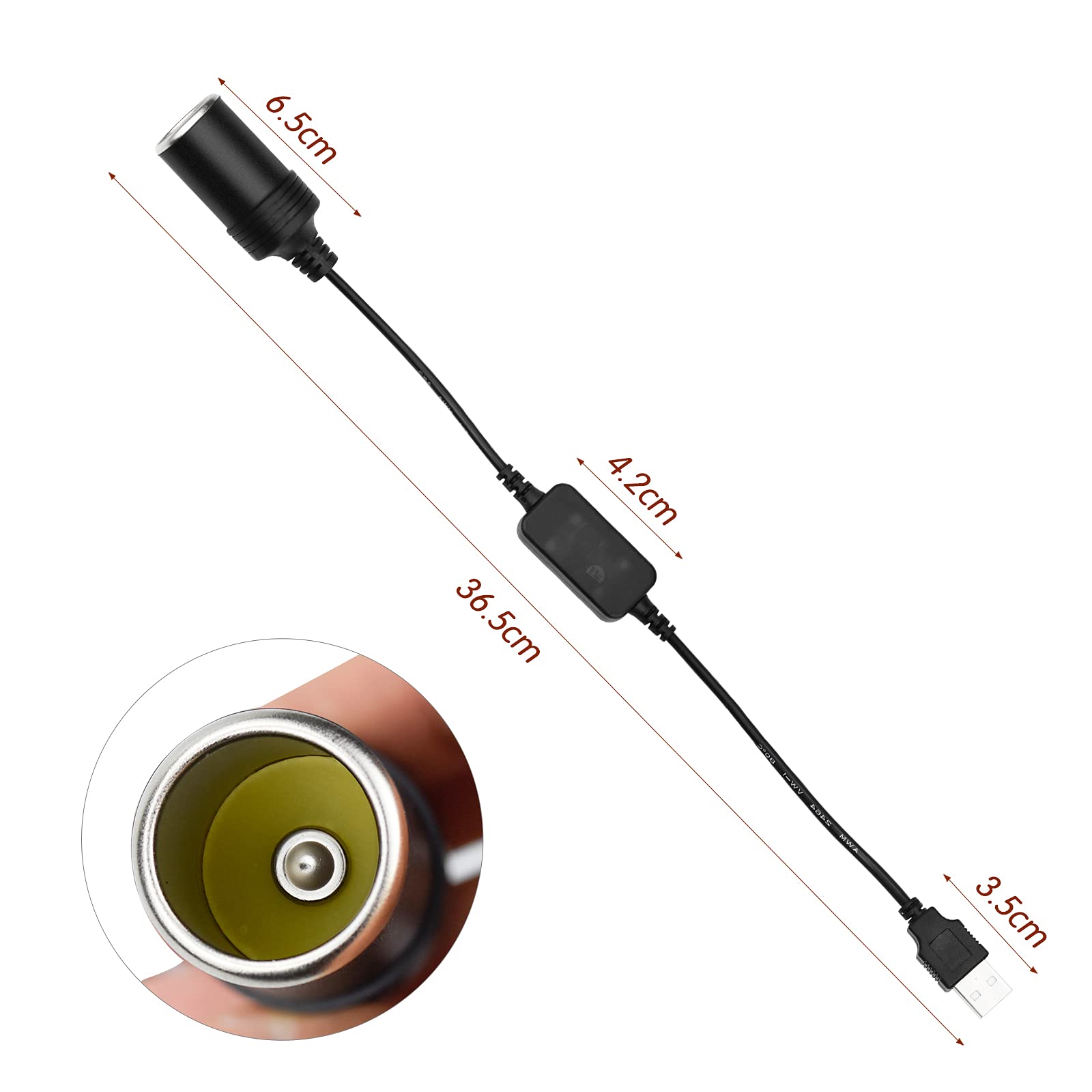 Adaptateur USB Vers Allume-Cigare 12V - Convertisseur 5V/12V 1.2m - Pour Dashcam, GPS, Pompe à Air