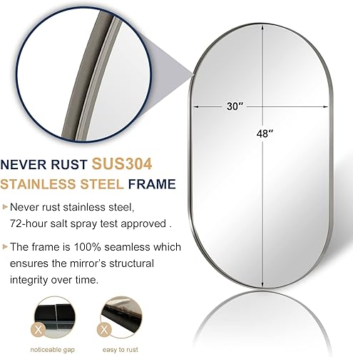 Miniatura 173 de ANDY STAR Espejo de baño de latón para pared, espejos ovalados dorados de 30 x 40 pulgadas para baño, espejos ovalados de latón, espejo