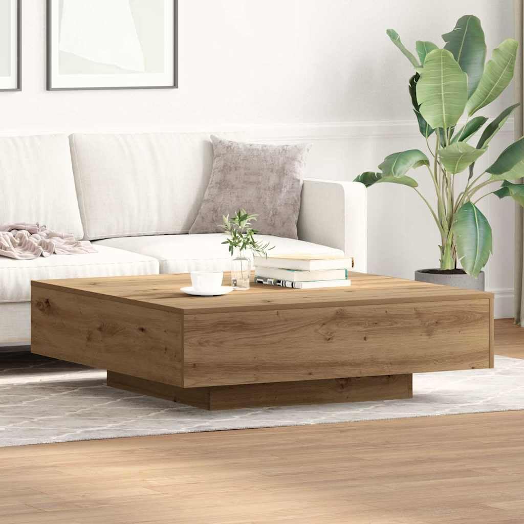 SXZenSpace Coffee Table 100 cm Square Engineered Wood Modern Living Room Centre Artisan Oak Finish Stable Easy Assembly for Lounge and Bedroom