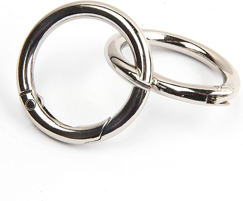 Miniatura 2 de 20 anillos tóricas de resorte gatillo con clip de mosquetón redondo para llaveros, hebilla, bolsas, monederos (plata, 34 pulgadas)