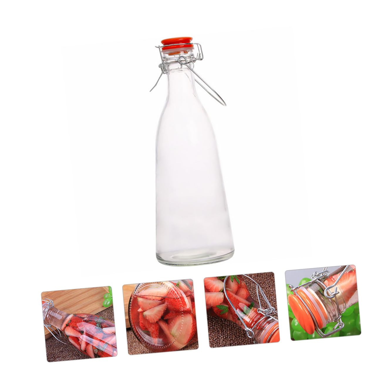 Bottiglia Ermetica in Vetro con Chiusura Scatto per Infusi e Bevande Pratica per Fermentazione e Uso in Cucina Antiperdite e Versatile per Birra Succhi e Acqua