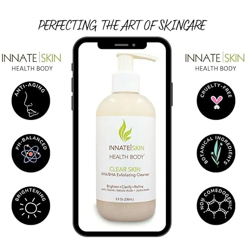 Miniatura 6 de Clear Skin AHA BHA - Limpiador facial exfoliante con ácido glicólico ácido salicílico ácido láctico y cuentas de jojoba de Innate Skin seguro para