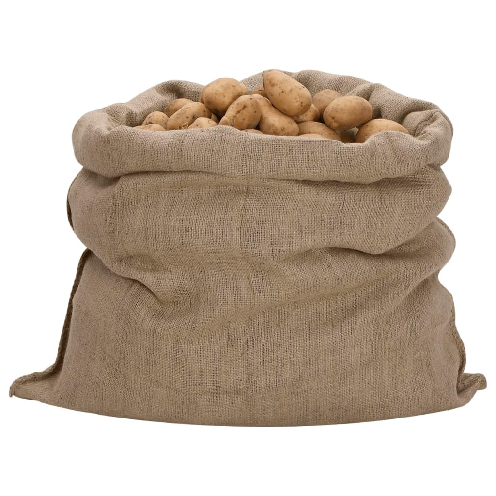 Jutesäcke 10 Stück 100 x 110 cm, Robuste Jute-Säcke zur Aufbewahrung von Gartenabfällen, Wurzelgemüse und zum Schutz von Pflanzen im Winter