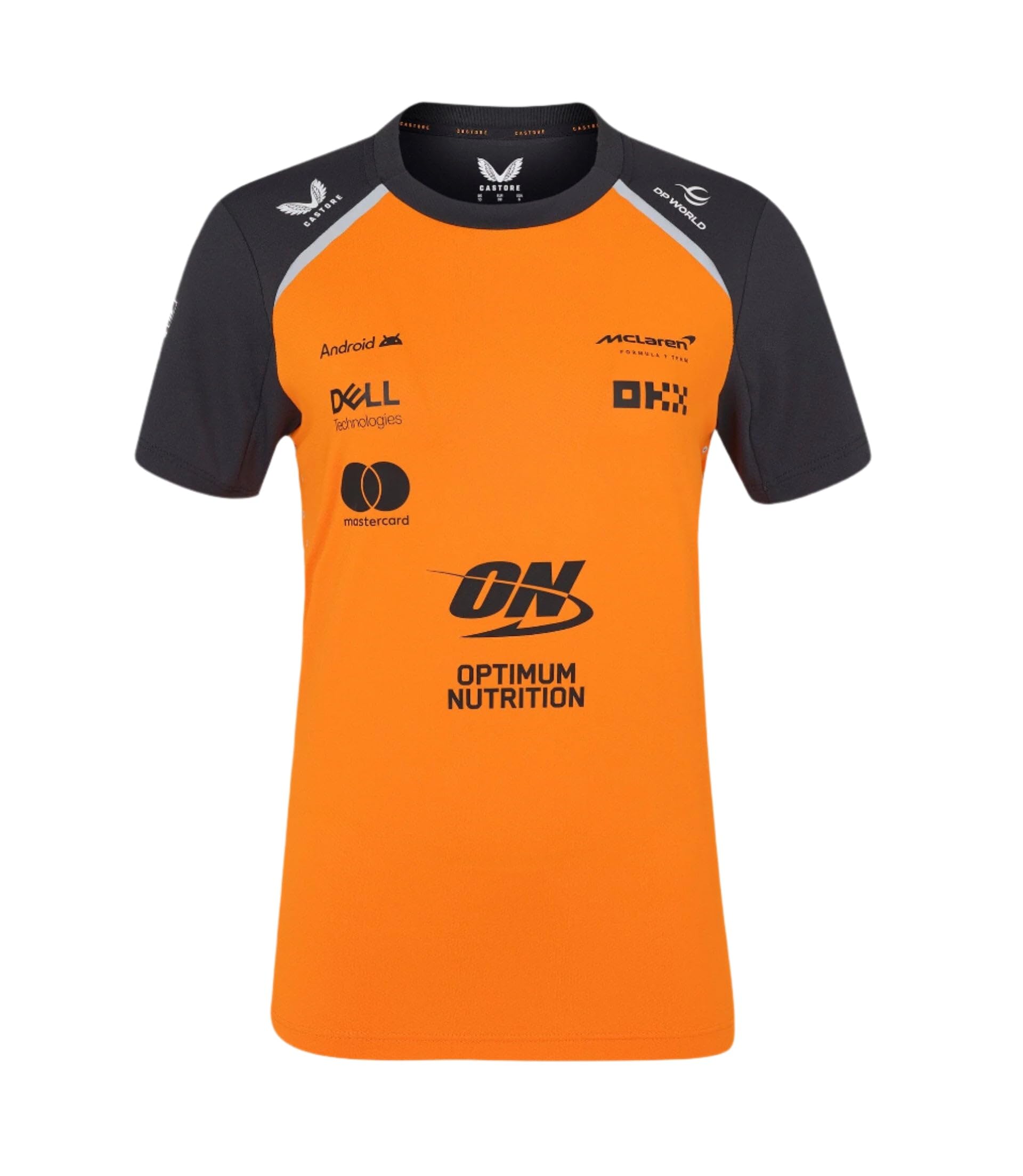 McLaren F1 Team Women's Setup T-Shirt, 2025 Season, Orange and Grey, Official Racing Merchandise (UK, Numeric, 6, Regular, Regular, Autumn Glory/Phantom)