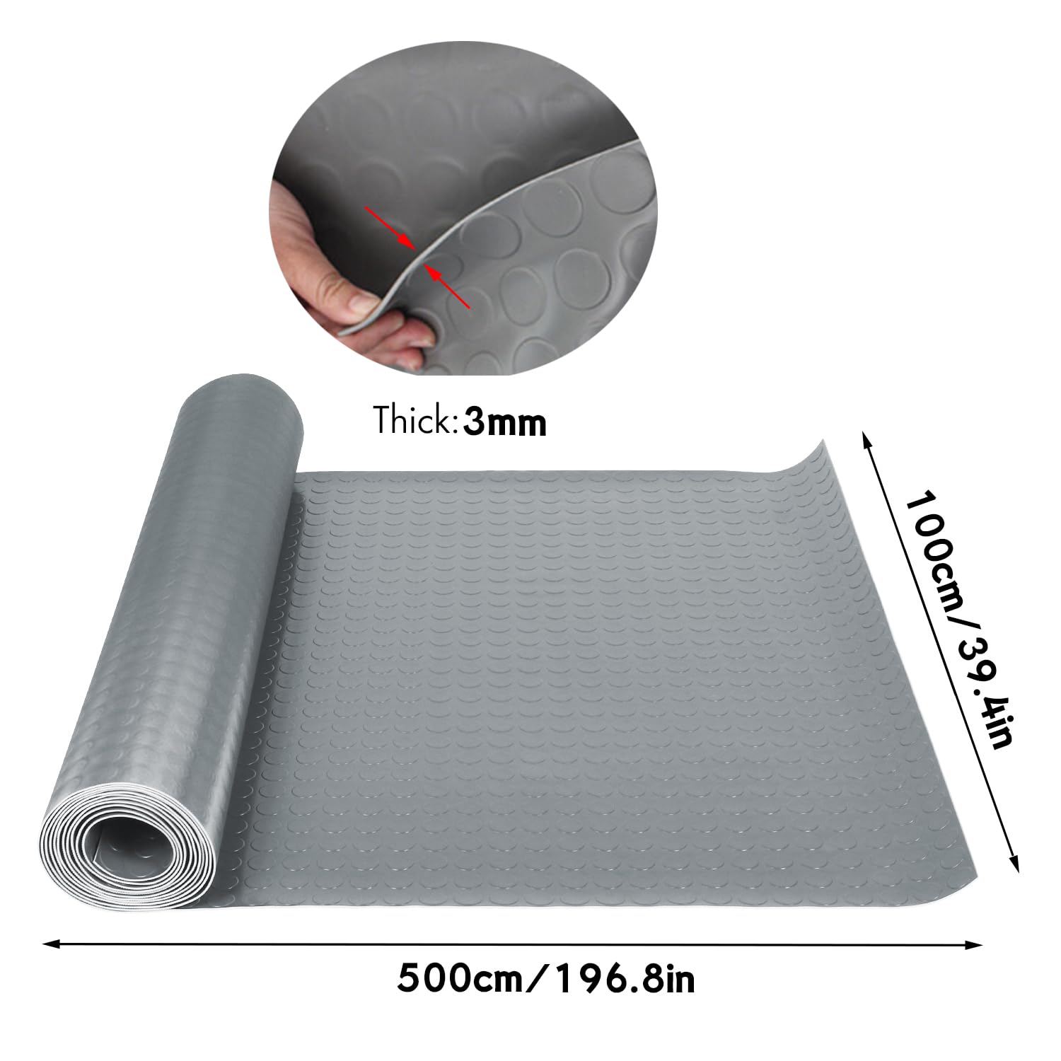 Rubber Flooring Matting - 1m X 1m X 3mm - Smooth - Workshop Garage Shed Van Non Slip