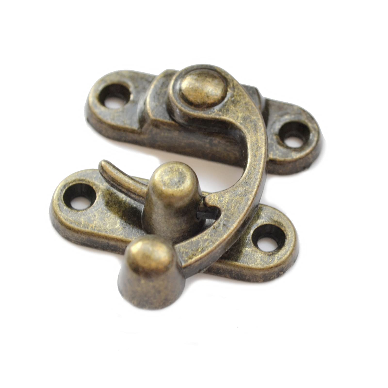 5 Pcs Vintage Bronze Hook Hasp Latches - Antique Swing Lock Clasp For Jewelry Box, Chest, Suitcase