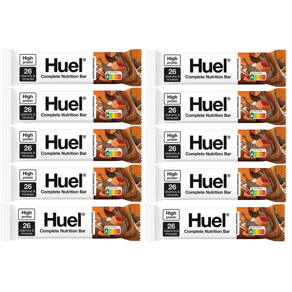 Complete Nutrition Bar Chocolate Caramel 51g Pack of 10 High Protein Vegan Snack Low Sugar Vitamins Minerals Compatible with Huel Meal Ready Drink with Welari Thank You Card | (10pack) (510g)