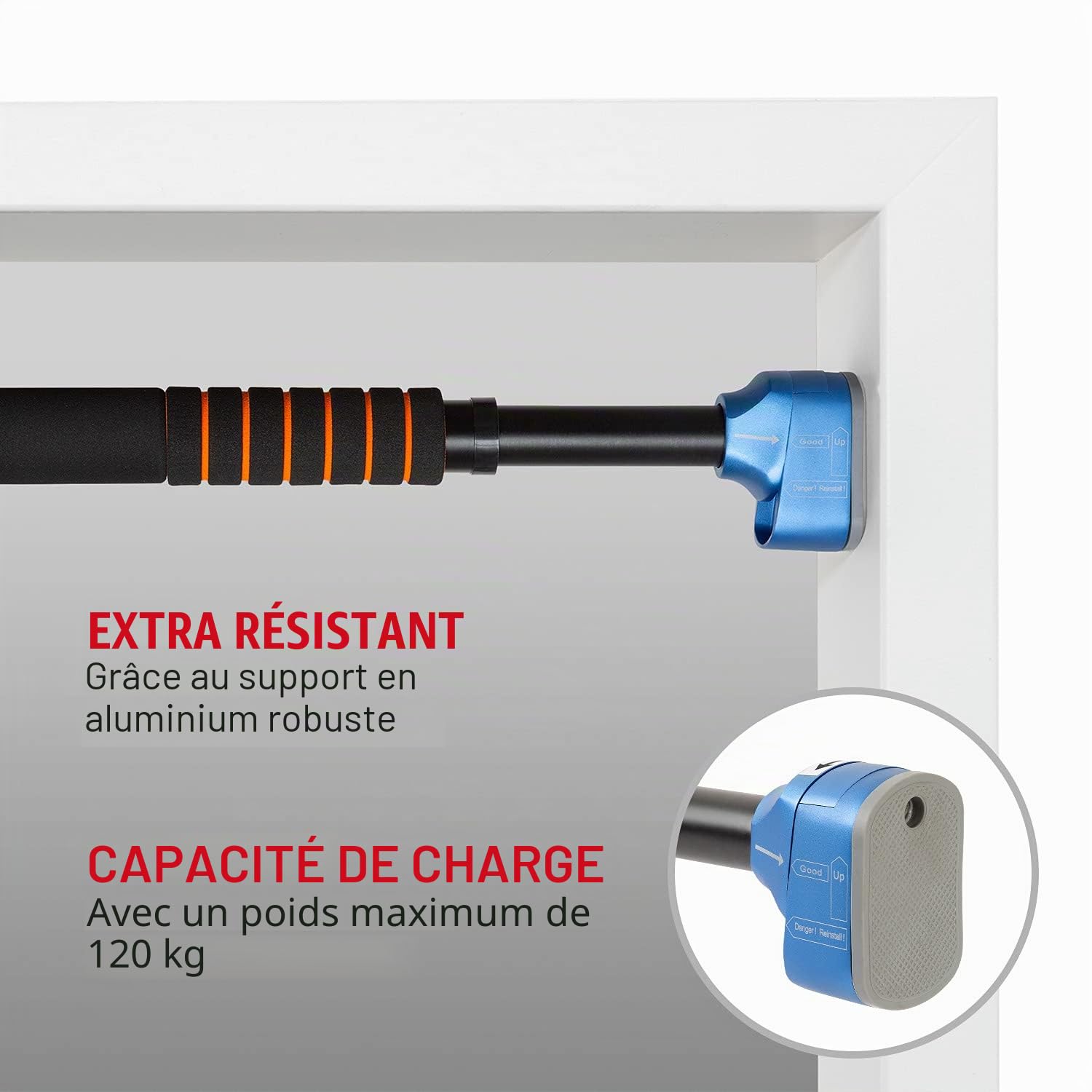 Faultier - Barre de Traction télescopique, Barre de Porte, Protection antichute, Support en Aluminium, sans vis, Rembourrage Manuel, 78-110 cm