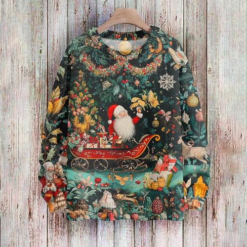 Womens Ugly Christmas Sweaters Snowflake Reindeer Long Sleeve Knit Xmas Sweater Pullover4