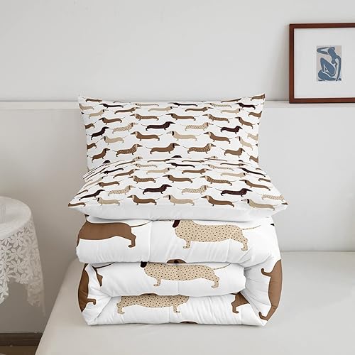 Miniatura 10 de Juego de edredón para niños y niñas, con diseño de animales y cachorros, bonito diseño de caricatura, diseño de collage de pug, bulldog, colección