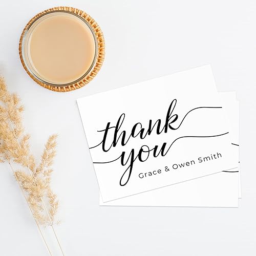 Miniatura 10 de Tarjetas de agradecimiento florales personalizadas de exuberante vegetación  100 tarjetas de agradecimiento modernas con sobres blancos tarjetas de