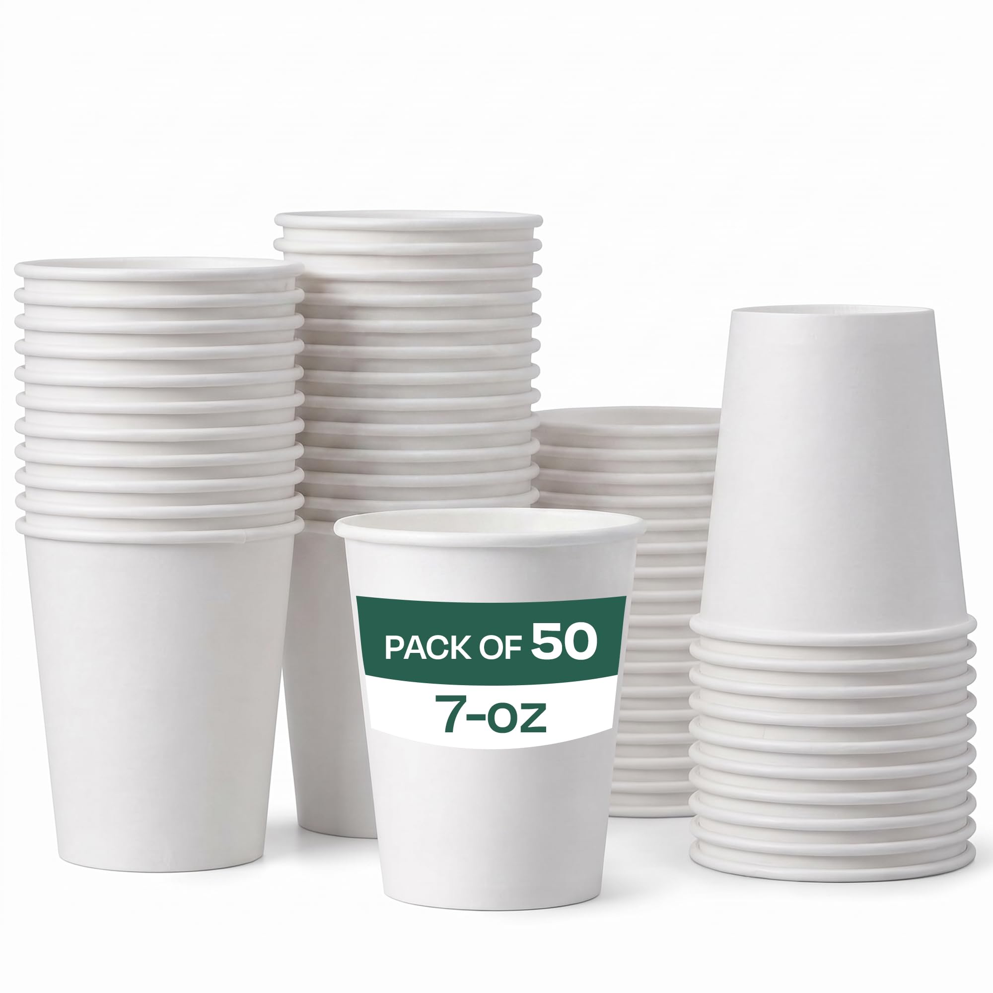 We Can Source It Ltd – Single Wall White Paper Cups 7oz – Recyclable Disposable Cups for Hot and Cold Drinks – Strong Paper Catering Cups for Home Office Cafes Events - Pack of 50