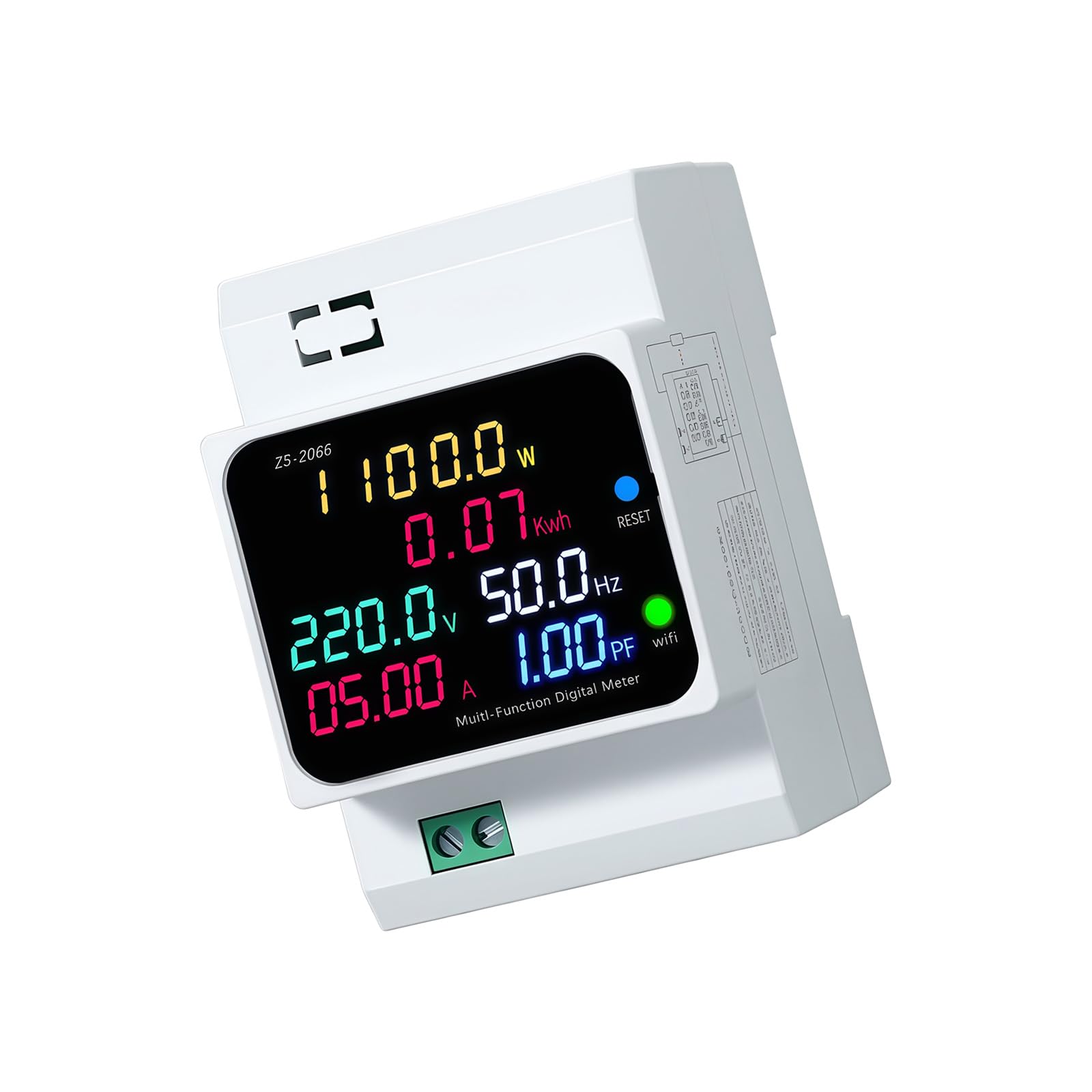 DIN Rails Energy Meter Din Rails Electricity Usage Monitors, Voltmeter Ammeter Watt Kwh Meter 40-300/250-450V 100A Digital Single Phase Energy
