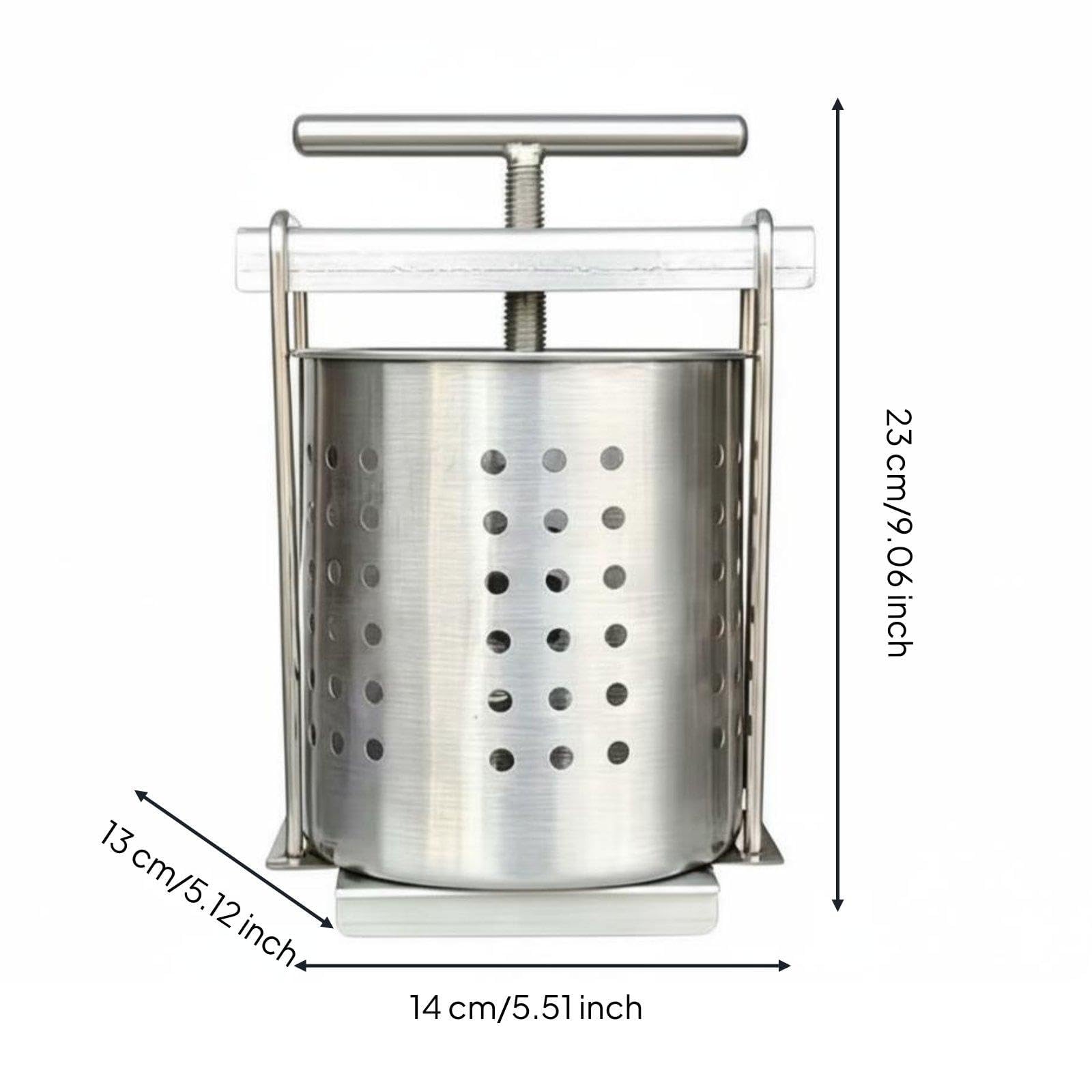 Edelstahl Gemüsepresse Manuell, Obstpresse Manuell, Manuelle Spindelpresse Vielseitig, Kartoffelpresse Edelstahl, Einsetzbar Honigpresse für Bienenhalter, Hobbyköche, 2,5L