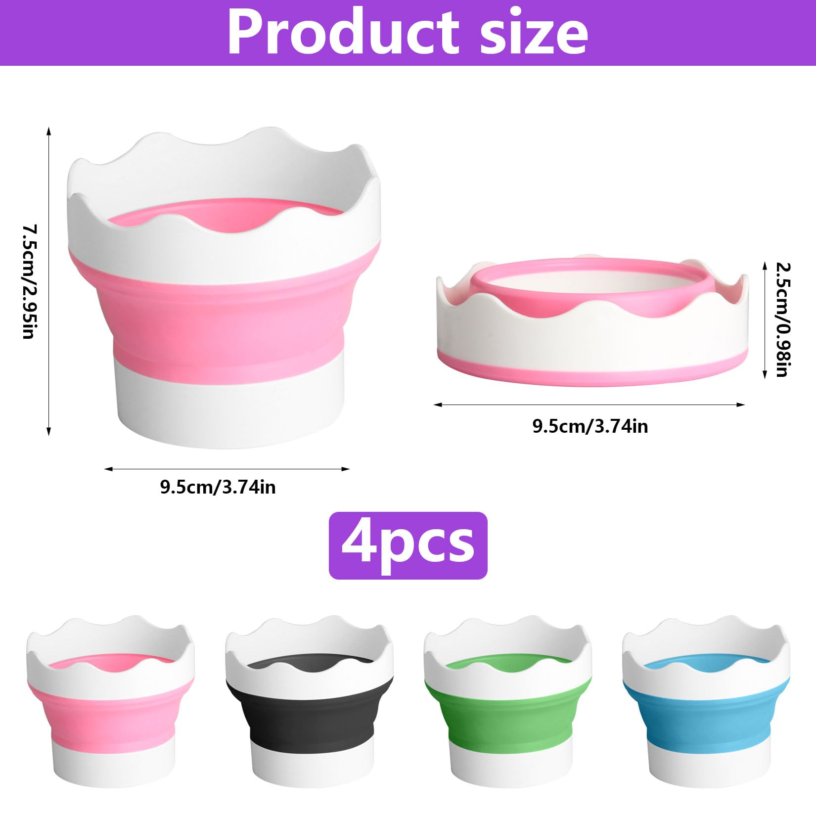 Set Da 5 Tazze Pieghevoli In Silicone Per Pittura – Multicolori, Porta Pennelli E Tavolozza, Ideali Per Acquerello E Olio!