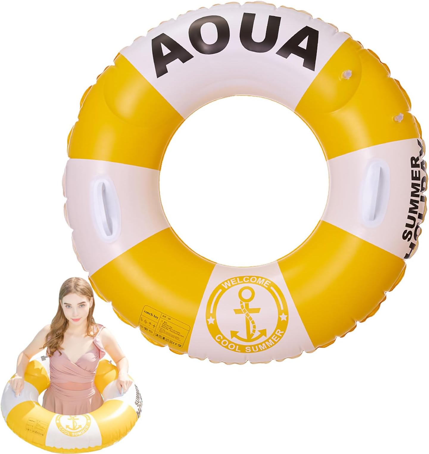 Inflatable Pool Floats,Adult Pool Floats | Throwable Float with Handle Swimming Tubes | British Style Thickening Pool Tubes, Rescue Ring for Swimming Pool, Men, Women