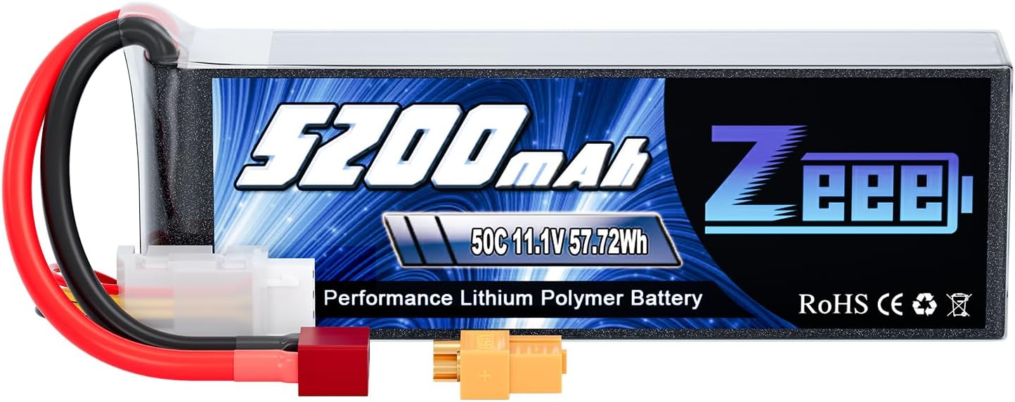 Zeee 3S Lipo Battery 5200mAh 11.1V 50C with T and XT60 Connector Soft Case Battery Compatible with RC Plane Quadcopter RC Airplane RC Helicopter RC Car Truck Boat