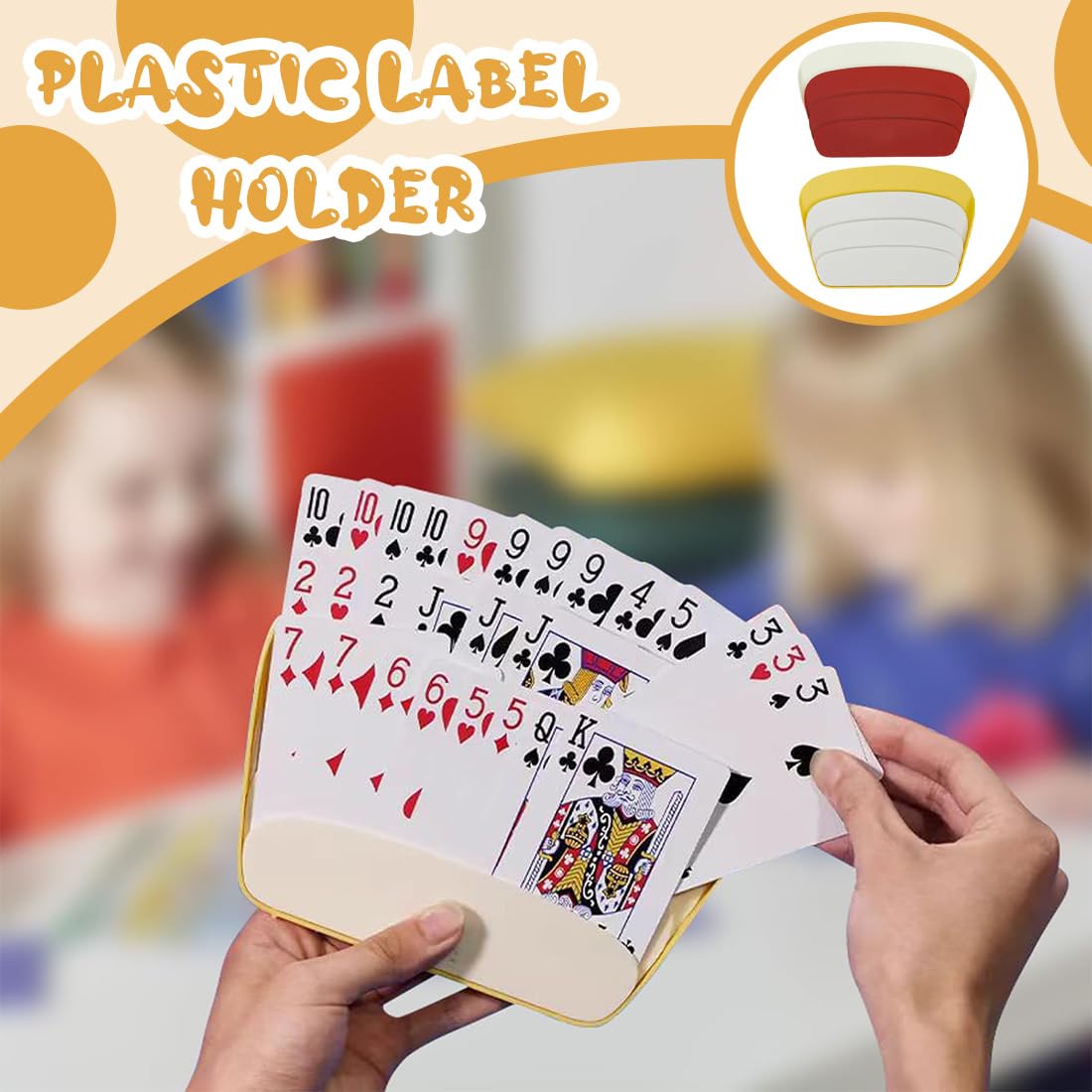 2 Pezzi Porta Carte da Gioco Supporto di Carte da Poker in Plastica Porta Carte per Bambini Anziani Adulti Disabili Mani Libere