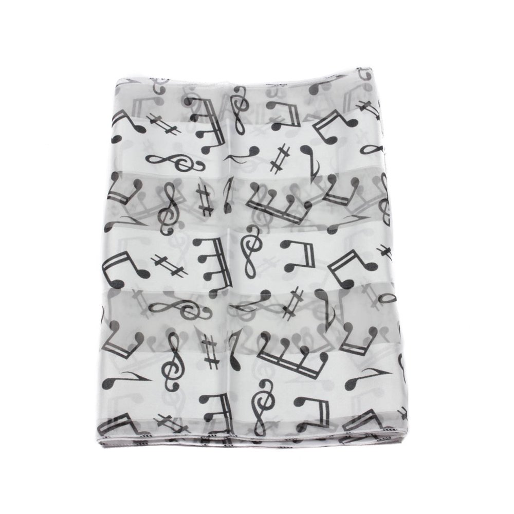 Mytoptrendz Women's White Mytoptrendz®- Music Print Treble Clef And Musical Notes Long Scarves ( With Black)