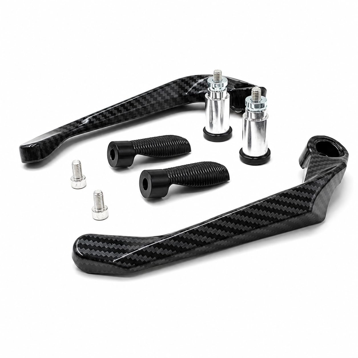 Carbon Fibre Motorcycle Brake Clutch Lever Guard Protector | CNC Aluminium, Hand Guard Set, Impact & Scratch Shield, Motorbike Fitment, Grey Coated Finish-image-25