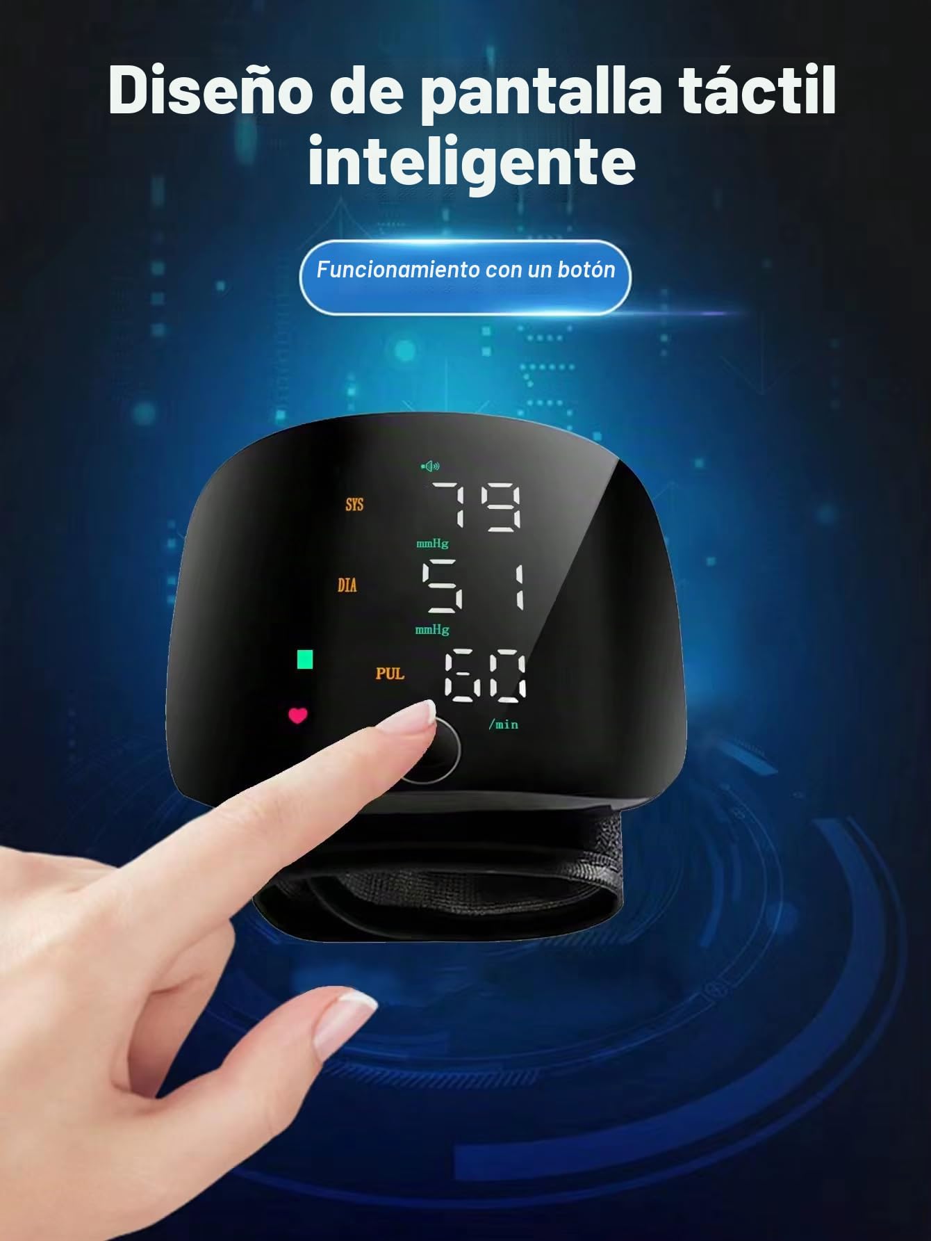 Esfigmomanómetro automático, monitor digital de presión arterial de muñeca, fácil de usar en casa, fácil de llevar, máquina de presión arterial de muñeca con recargable por USB
