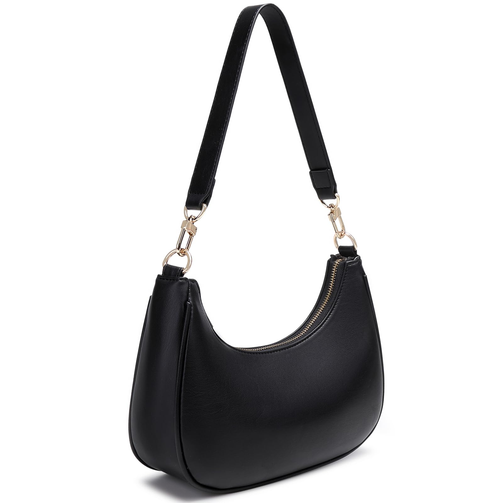 Women's Shoulder Bags Cute Hobo Purses Vintage Handbags with Zipper Lightweight Underarm for Dating Shopping Gift (Black) view 3