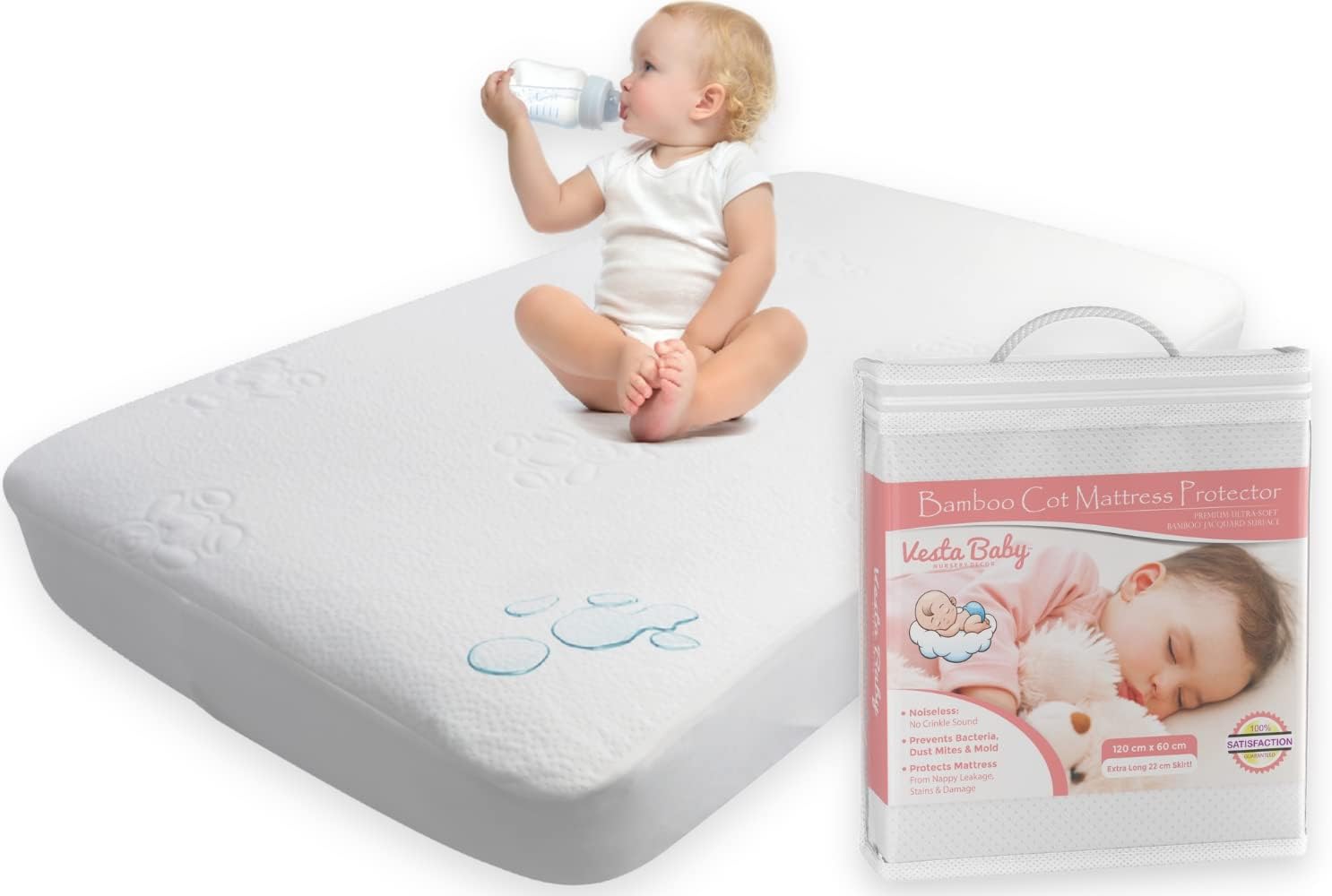 Baby Mattress Protector For 120 x 60cm Cot Bed Fitted Sheet