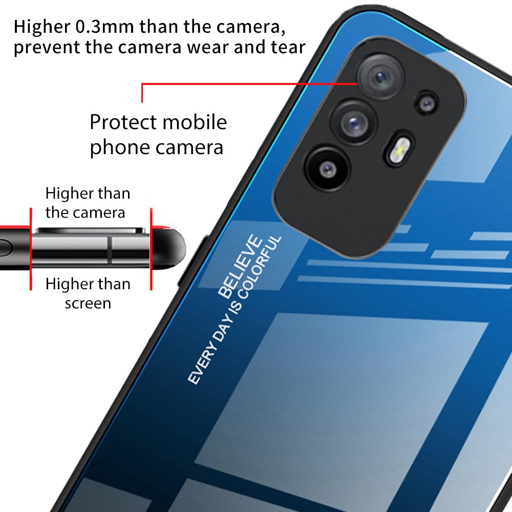Coque pour Oppo A94 5G/Reno5 Z 5G, étui Ultra-Fin en Verre Dégradé de