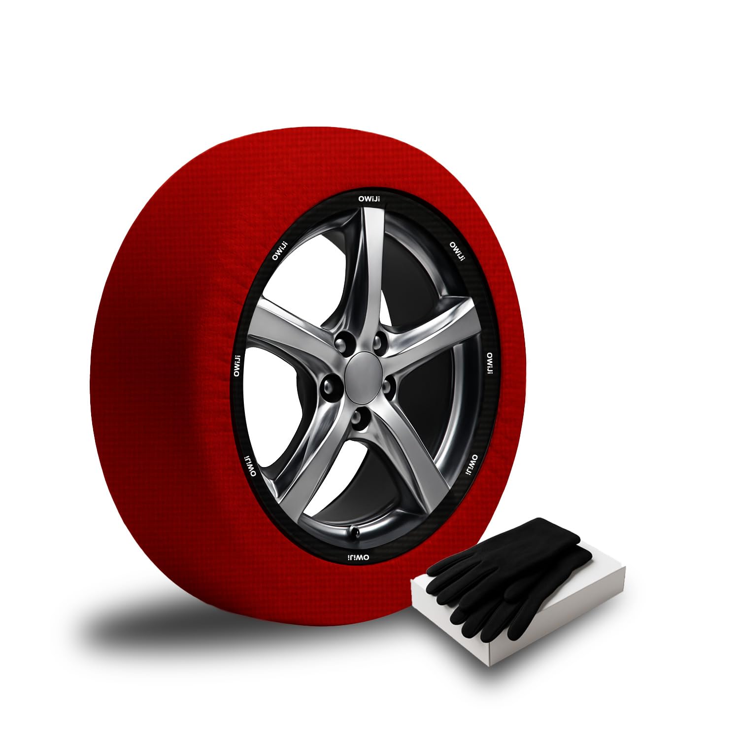 Calze Neve Omologate Italia Set da 2 Auto SUV Rosse Taglia M Tessuto Tridimensionale 2 Guanti Borsa Impermeabile Scatola Esterna