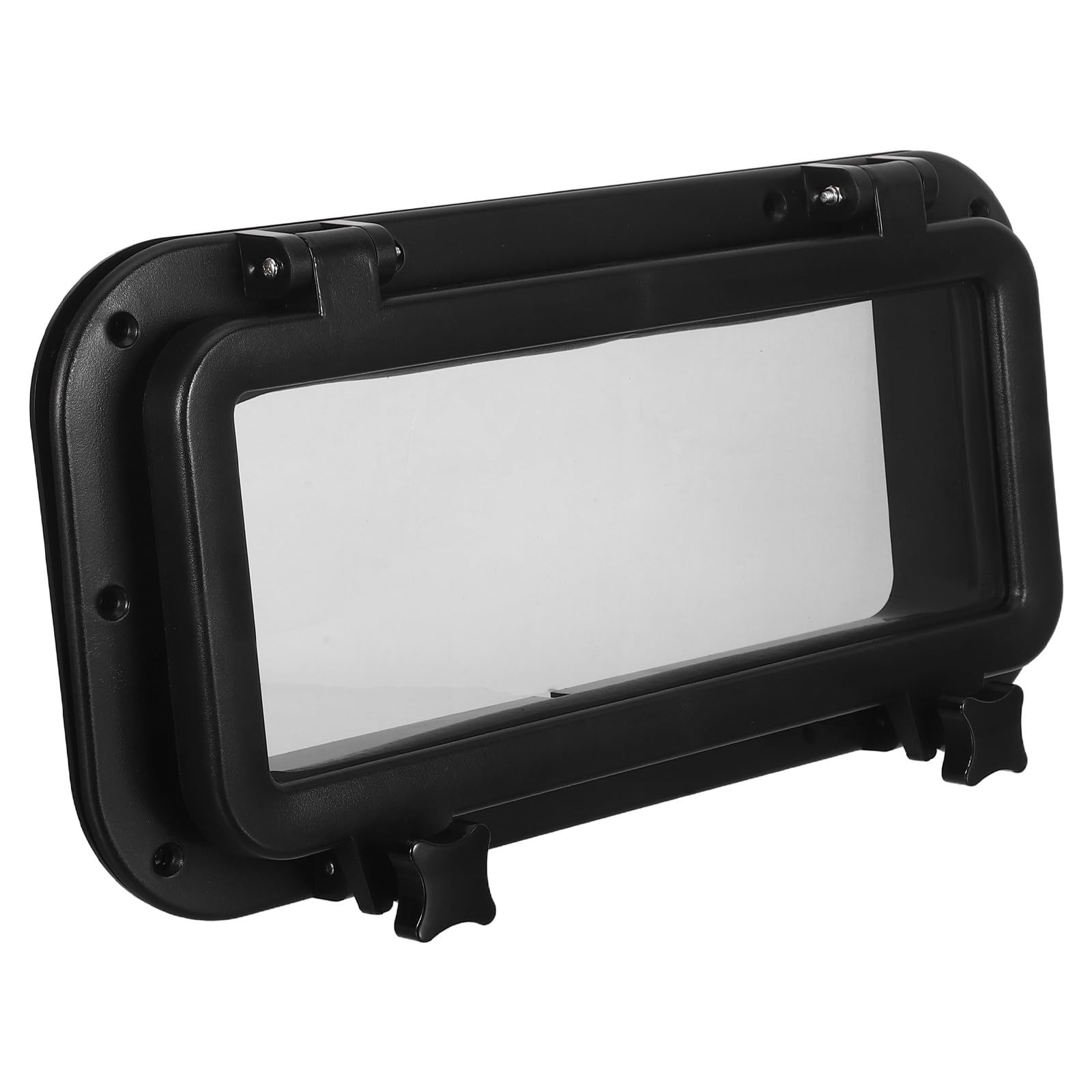 Ventana de Ojo de Buey Rectangular para Barco y Yate, Escotilla de Acceso, ABS y Vidrio, Negra, 40x20cm, para Rv y Aplicaciones Marinas