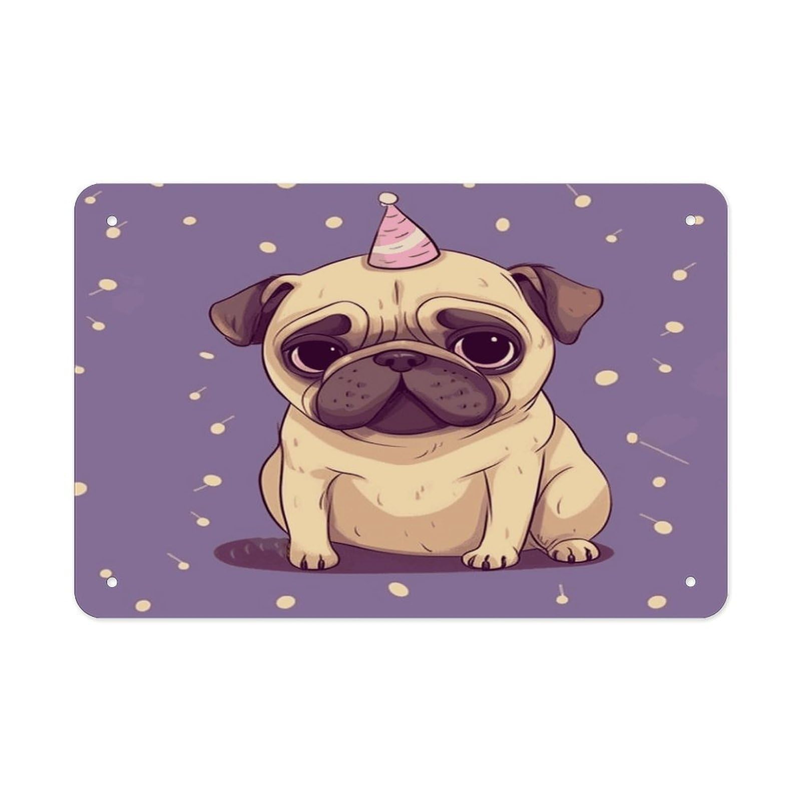 Fekiloot Style Funny Cartoon Pug Puppy Dog Metal Signs Wall Art Tin Sign
