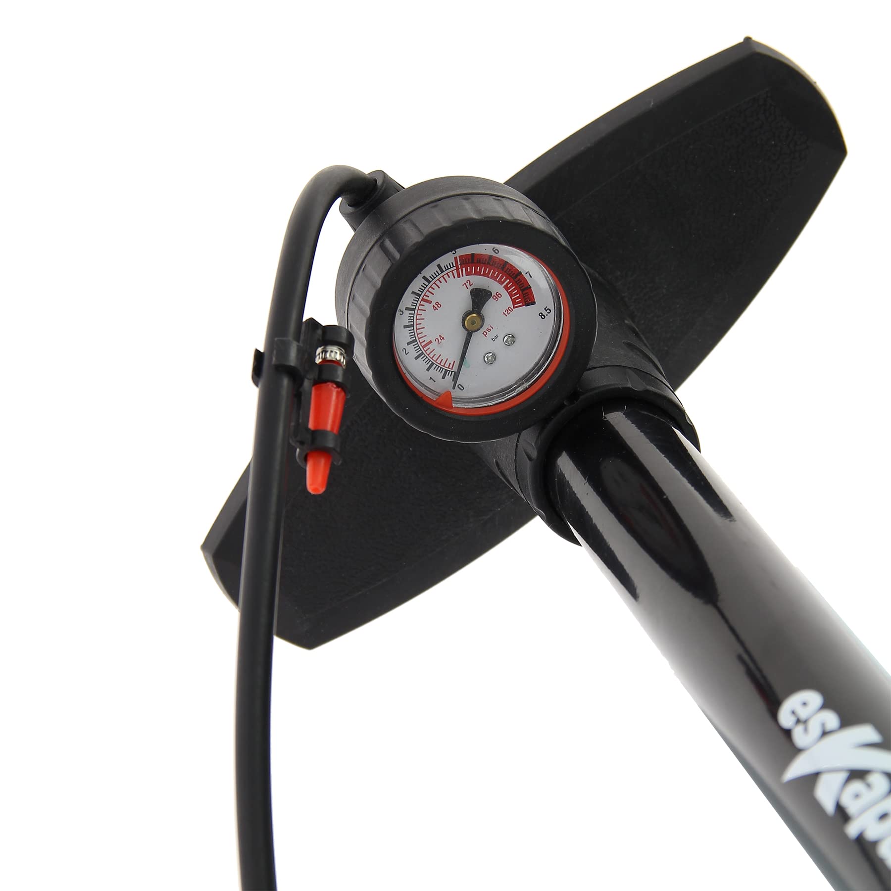 Pompe à Pied Velo avec Manomètre, 6 Bars, Embouts Presta et Schrader