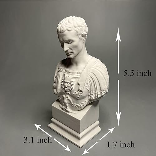 Miniatura 2 de Figuras de estatua de Julio César, escultura romana de busto, decoración de estatua griega, decoración blanca, estatua de yeso, estatua de museo,