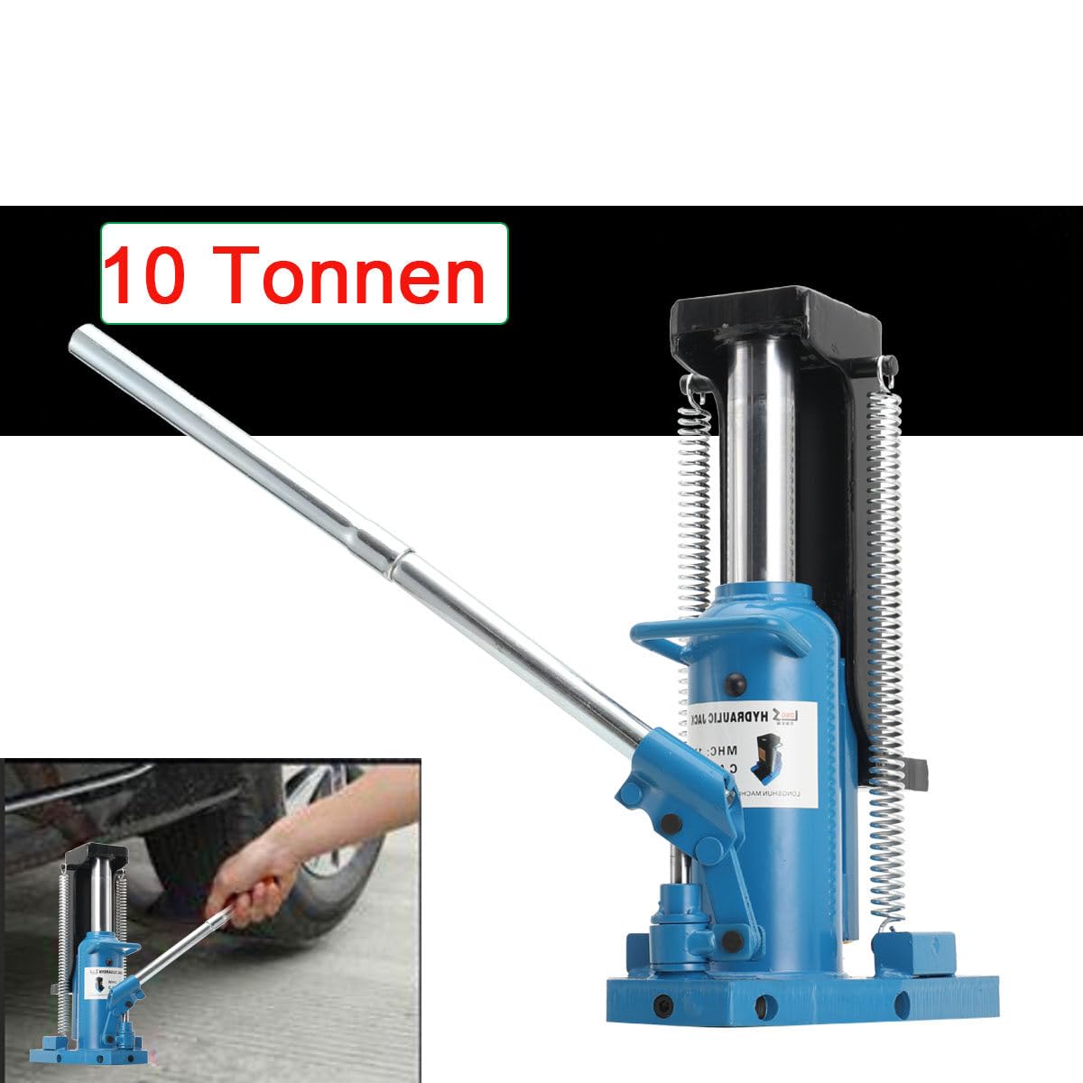 Wagenheber Hydraulisch Hydraulikheber 10T Oben Maschinenheber 5T Zehenkapazität Wagenhebewerkzeug Stempelheber Maschinenheber Schwerlastheber