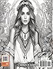 Boho Style Hippie Girls - Fashion Coloring Book for Adults: 52 exclusive grayscale designs for stress relief and creative expression, featuring elegant models in Bohemian chic attire with flowers. #1