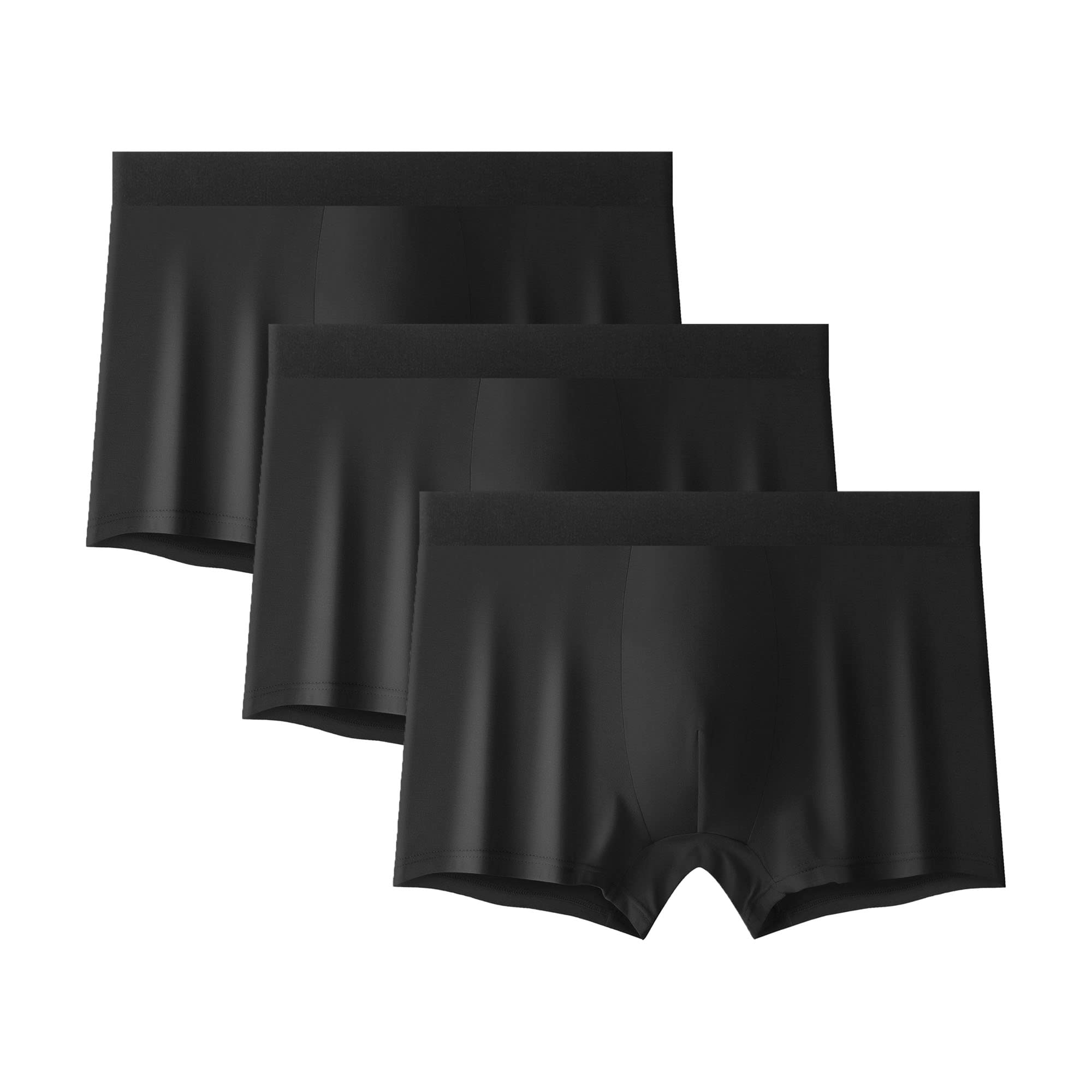 JEKE-DG Mens Solid Colour Boxer Briefs Soft Stretch Breathable Trunks Performance Athletic Sports Underwear (5X-Large,Black-3pc)