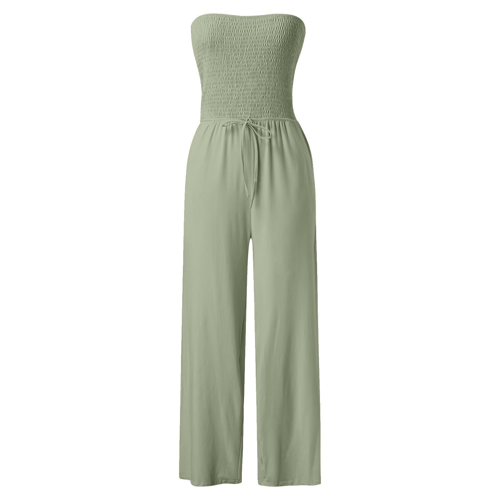 Générique Combinaison en dentelle à volants pour femmes sans manches lacets noués longueur mi-mollet pantalon droit élégant et aérien