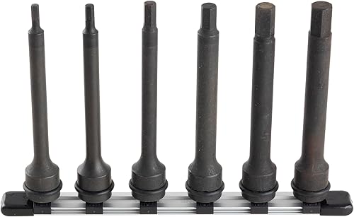 TONE Juego de llaves hexagonales de impacto largo de 1/2" de 5.906 in con soporte